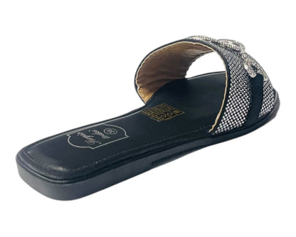 Diamante Cushioned Insole Open Toe Flat Slider