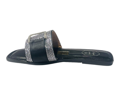 Diamante Cushioned Insole Open Toe Flat Slider