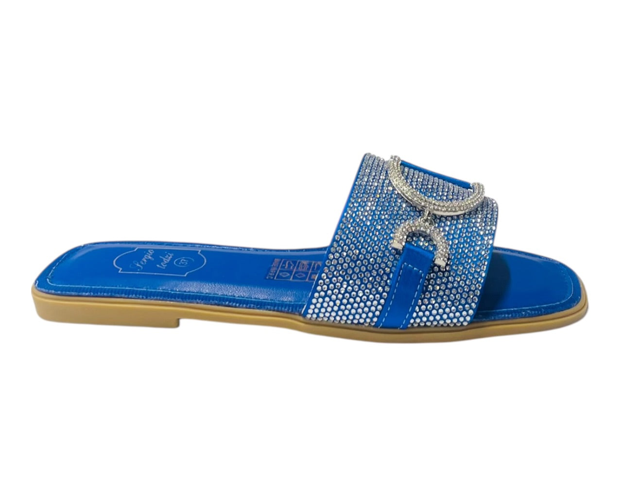 Diamante Cushioned Insole Open Toe Flat Slider