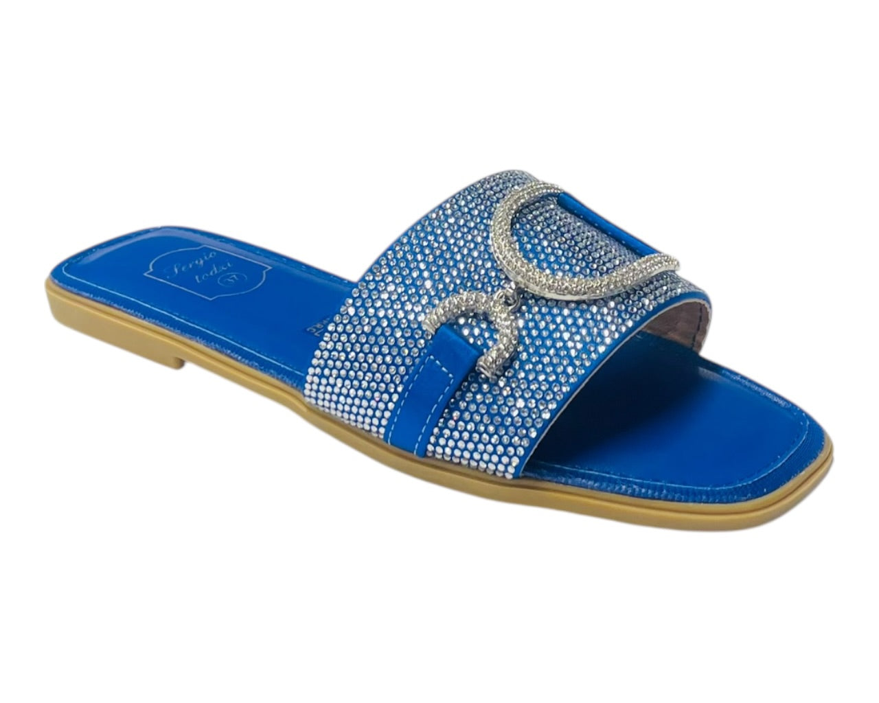 Diamante Cushioned Insole Open Toe Flat Slider