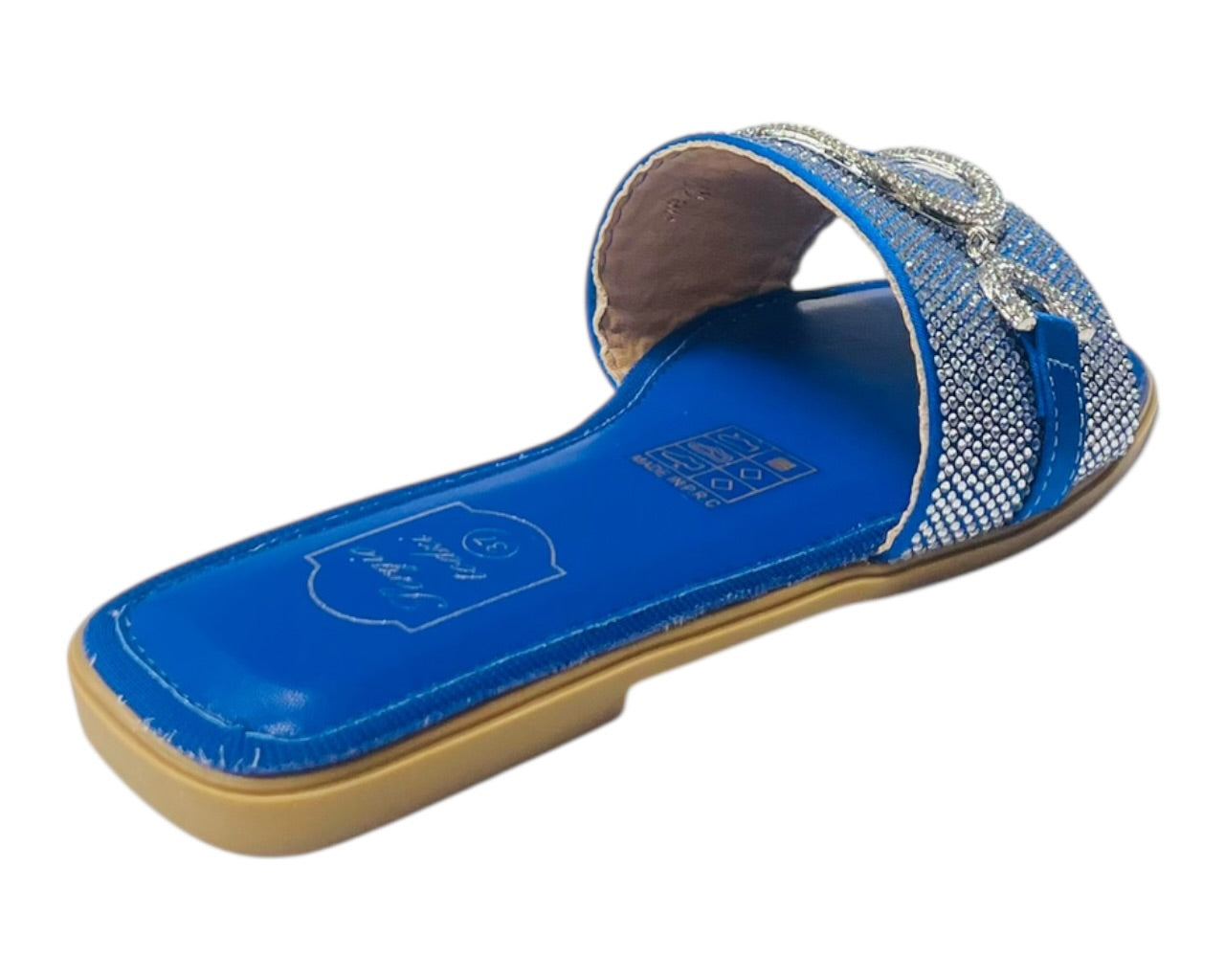 Diamante Cushioned Insole Open Toe Flat Slider