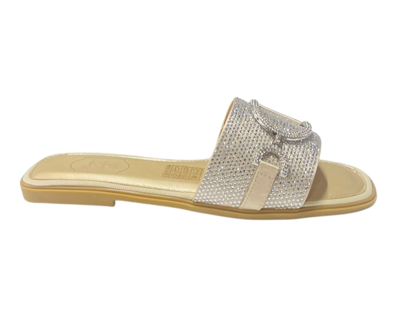 Diamante Cushioned Insole Open Toe Flat Slider