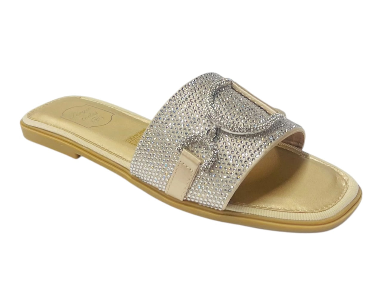 Diamante Cushioned Insole Open Toe Flat Slider