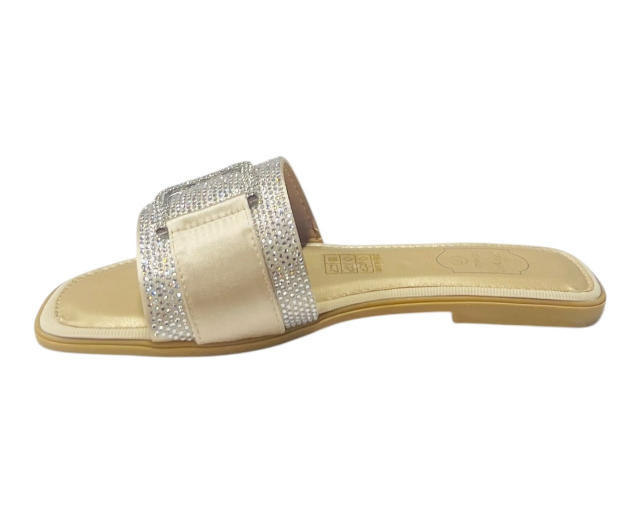 Diamante Cushioned Insole Open Toe Flat Slider