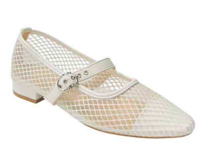 Woven Mesh Mary Jane Flat Shoes