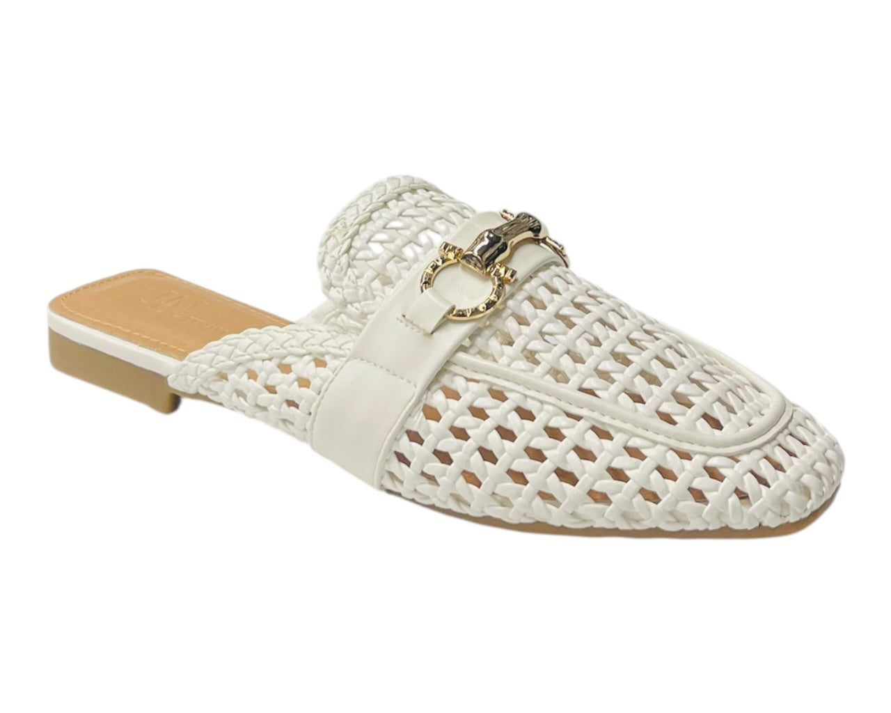 Woven Horsebit Flat Mule