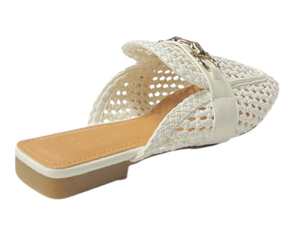 Woven Horsebit Flat Mule
