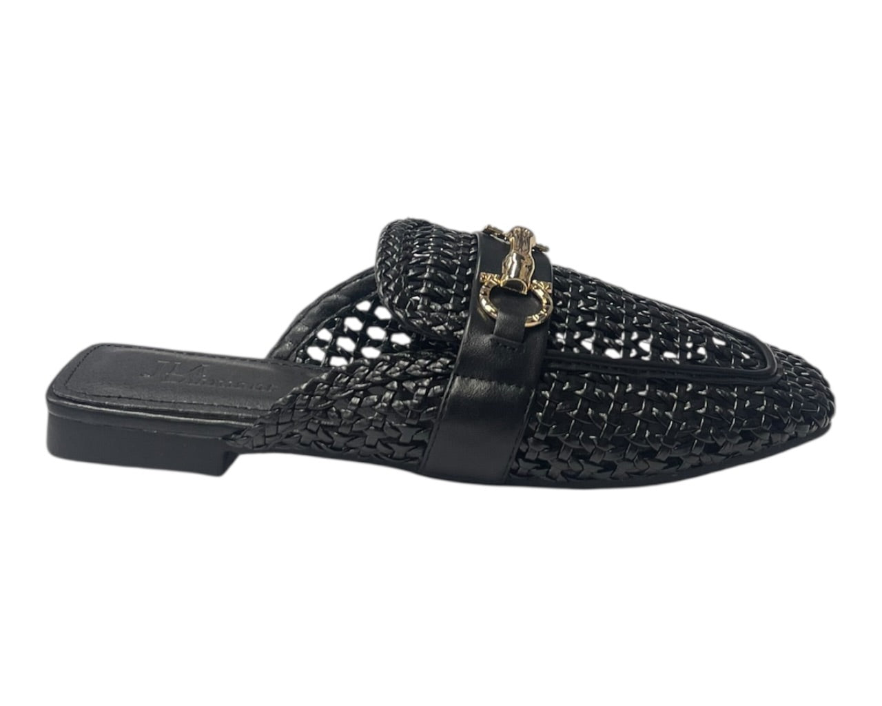 Woven Horsebit Flat Mule