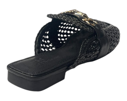 Woven Horsebit Flat Mule