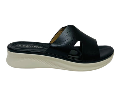 Lightweight Perforated Slip On Wedge Sandals