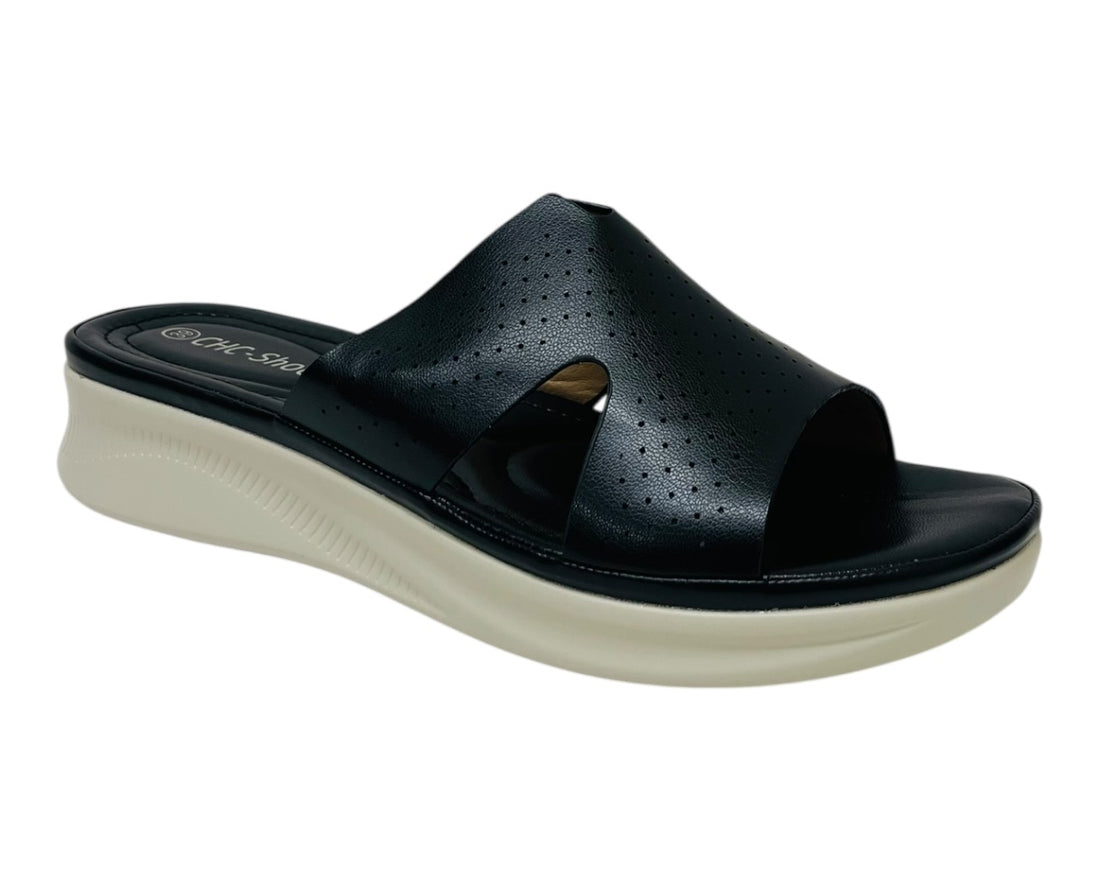Lightweight Perforated Slip On Wedge Sandals