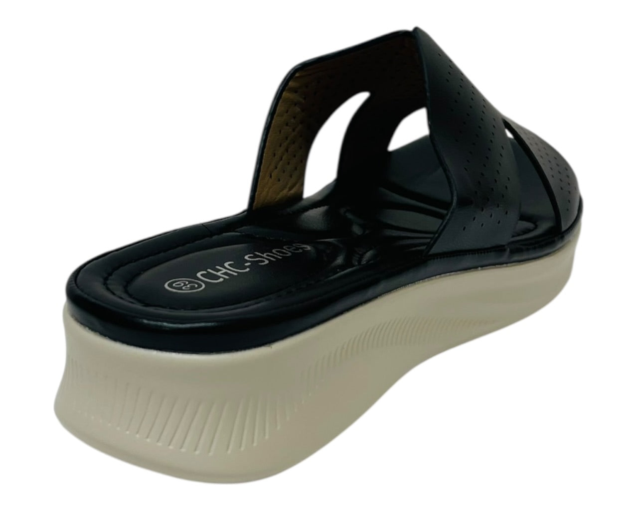 Lightweight Perforated Slip On Wedge Sandals
