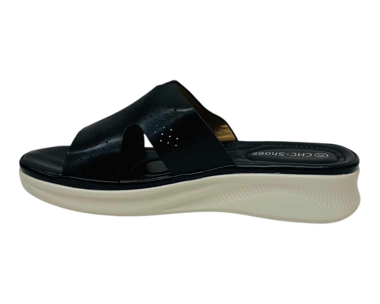 Lightweight Perforated Slip On Wedge Sandals