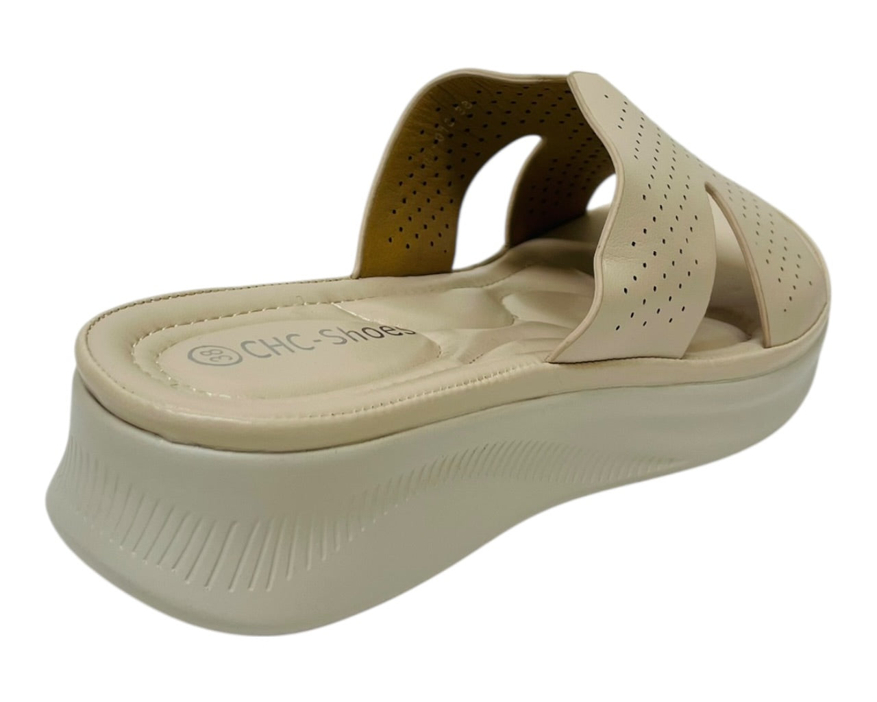 Lightweight Perforated Slip On Wedge Sandals