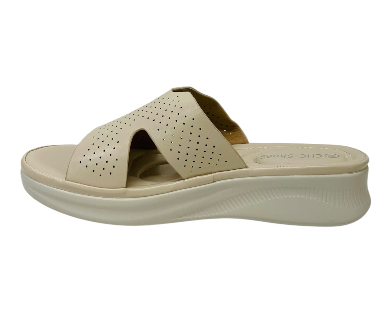 Lightweight Perforated Slip On Wedge Sandals