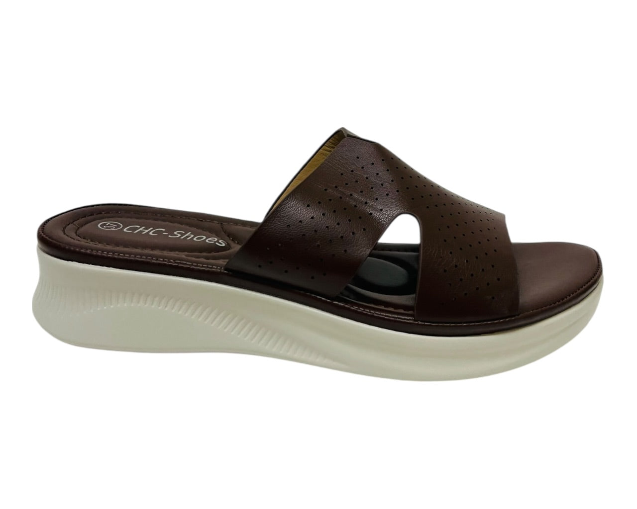 Lightweight Perforated Slip On Wedge Sandals