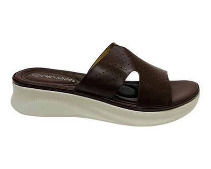 Lightweight Perforated Slip On Wedge Sandals