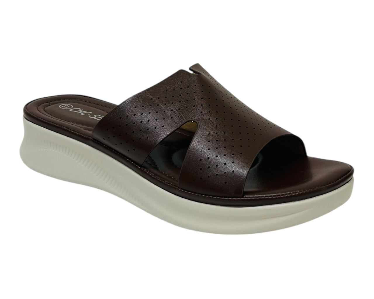 Lightweight Perforated Slip On Wedge Sandals