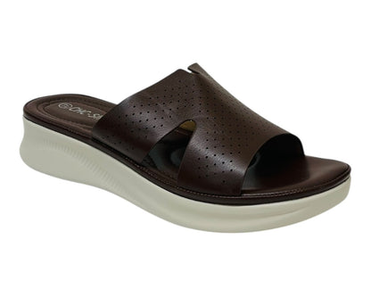 Lightweight Perforated Slip On Wedge Sandals