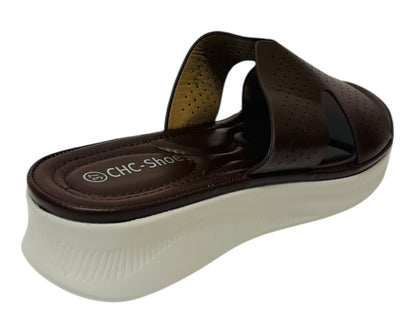 Lightweight Perforated Slip On Wedge Sandals