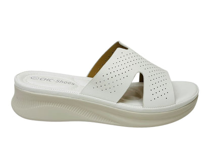 Lightweight Perforated Slip On Wedge Sandals