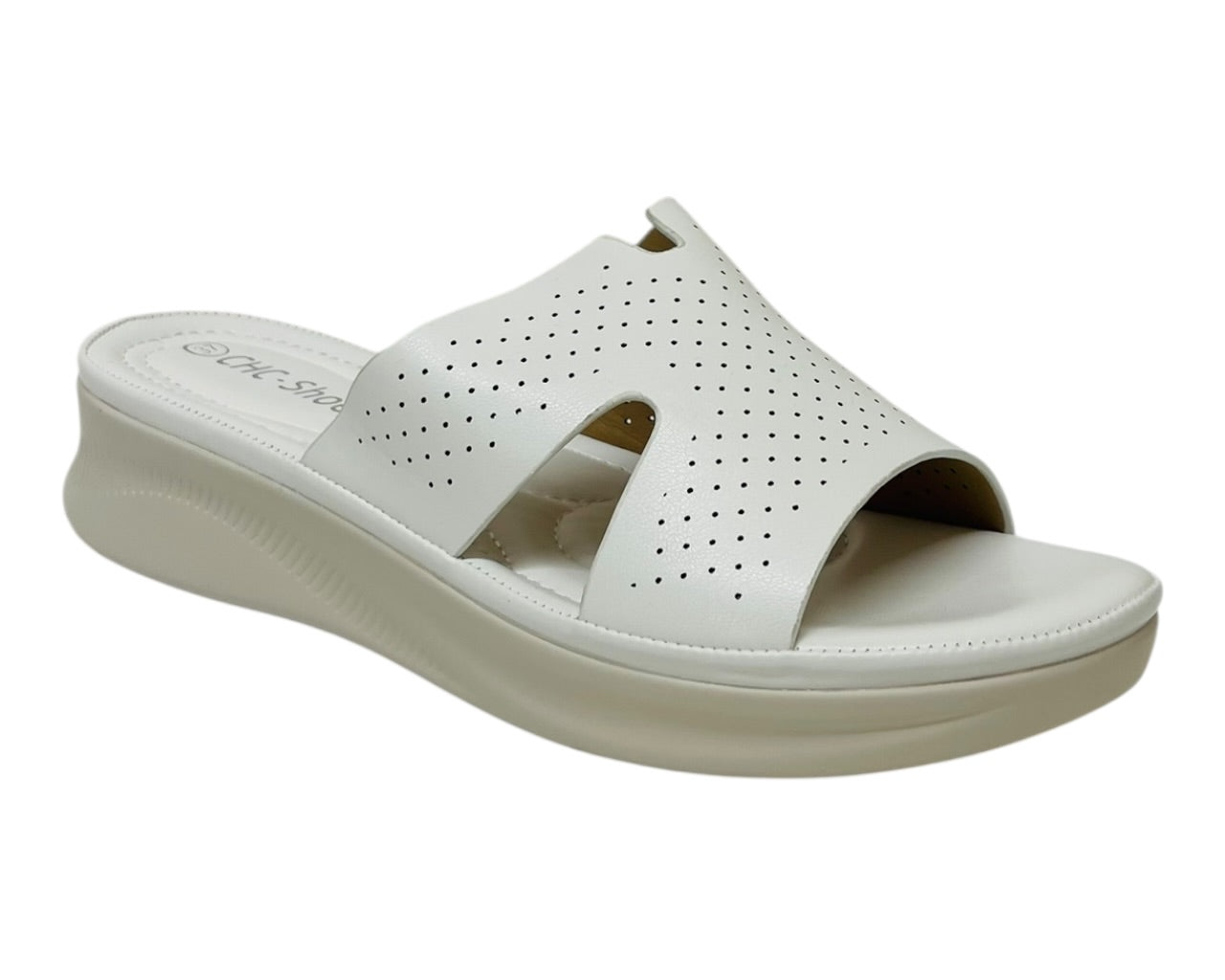 Lightweight Perforated Slip On Wedge Sandals