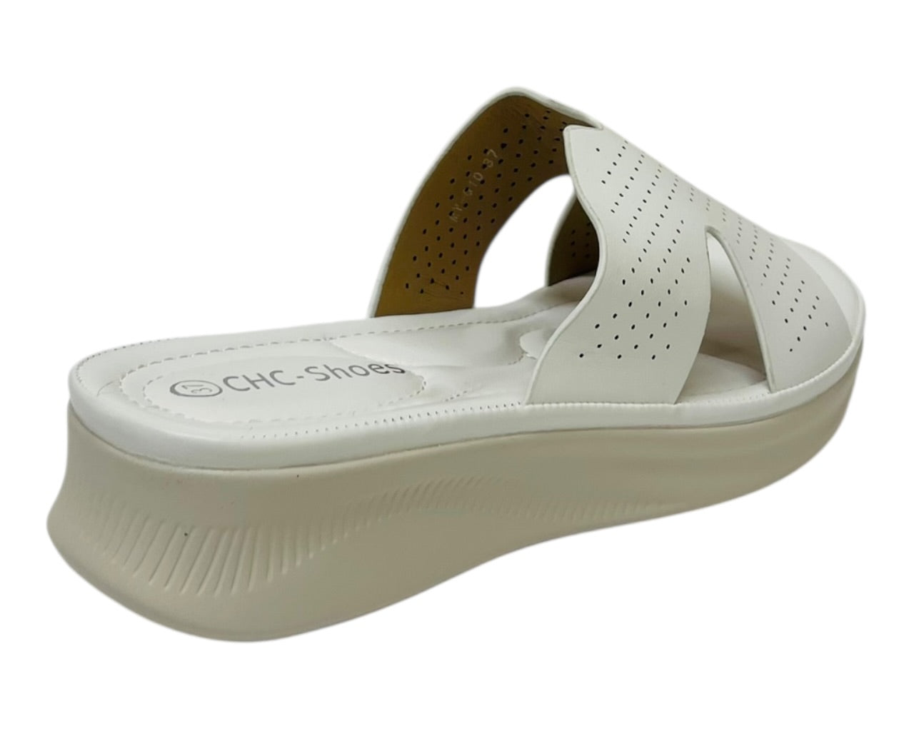Lightweight Perforated Slip On Wedge Sandals