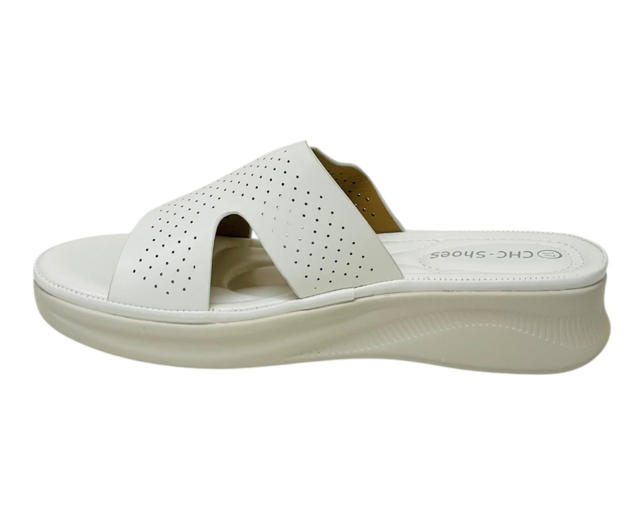 Lightweight Perforated Slip On Wedge Sandals