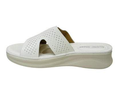 Lightweight Perforated Slip On Wedge Sandals