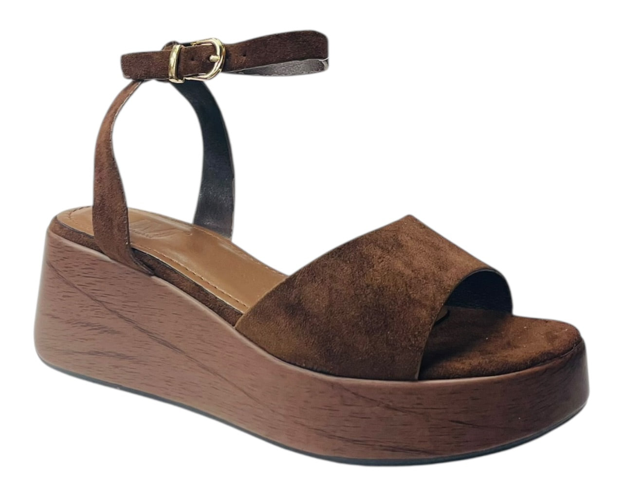 Faux Suede Padded Insole Wedge Sandals