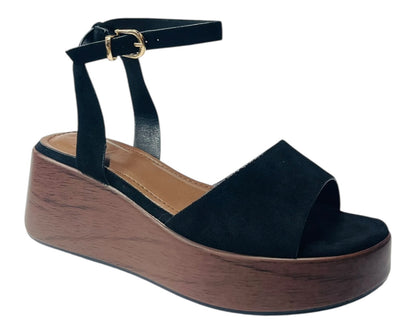 Faux Suede Padded Insole Wedge Sandals