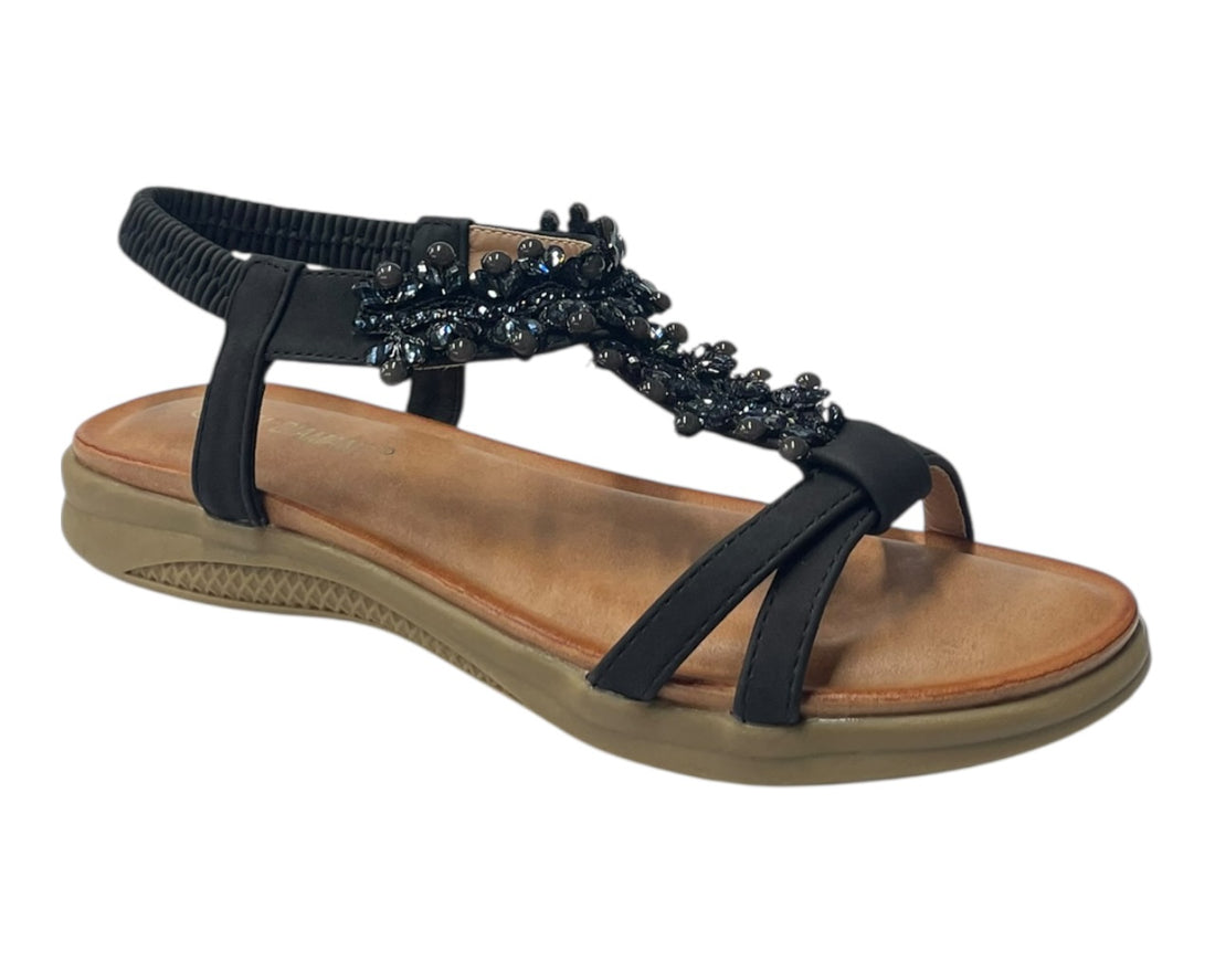 Diamante Elastic Ankle Strap Sandals