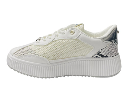 Platform Mesh Stud Lace Up Trainers