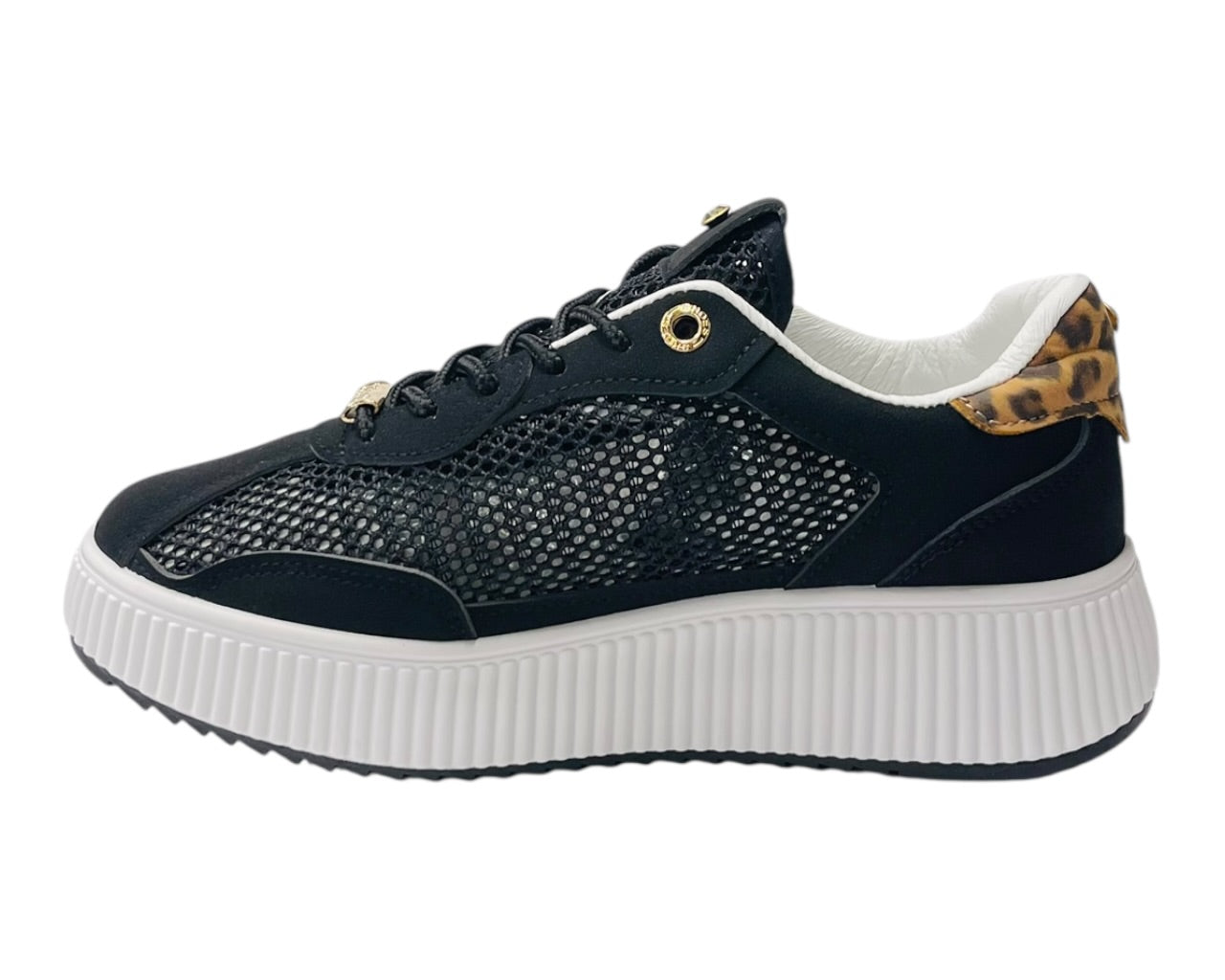 Platform Mesh Stud Lace Up Trainers