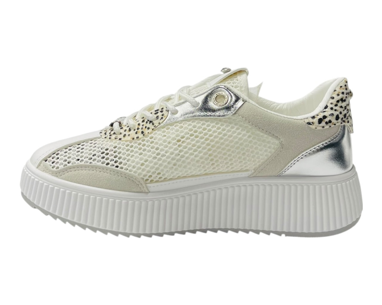 Platform Mesh Stud Lace Up Trainers