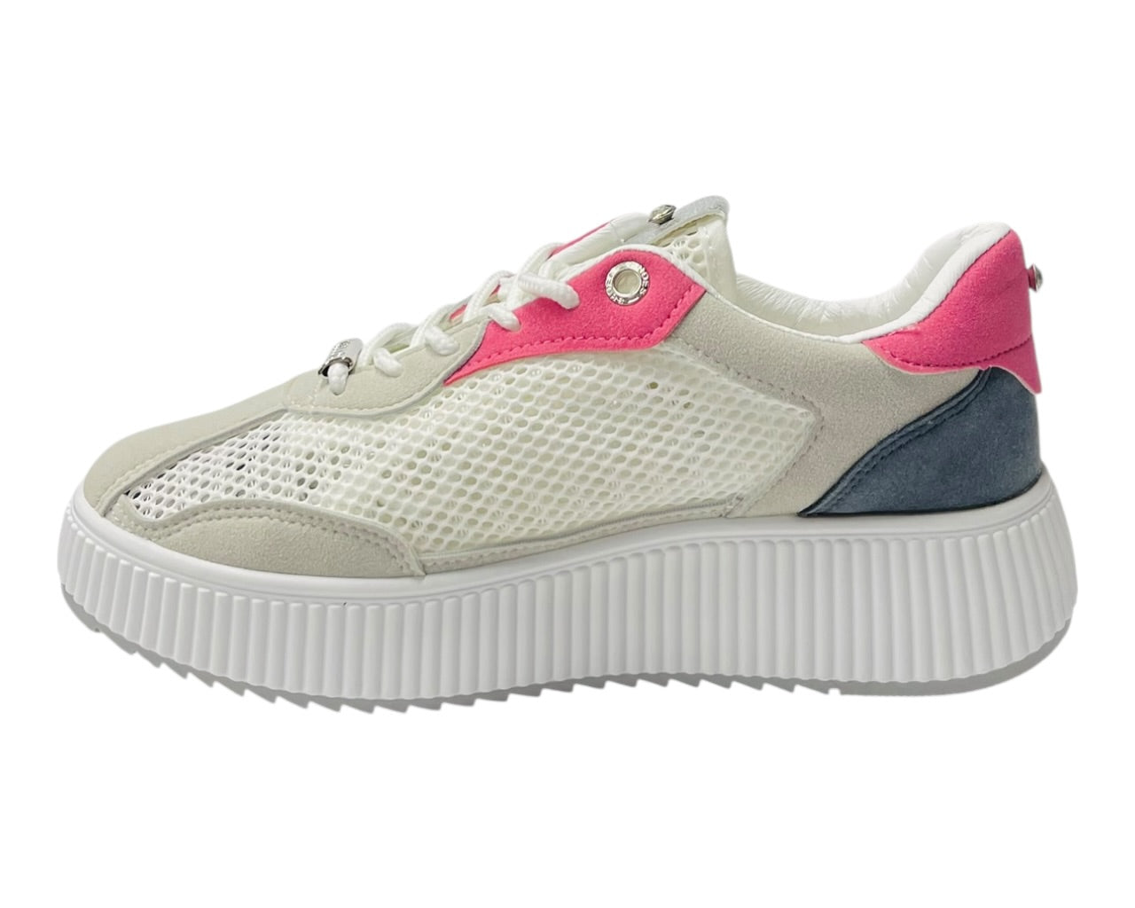 Platform Mesh Stud Lace Up Trainers