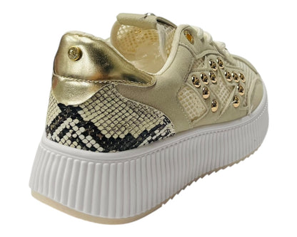 Platform Mesh Stud Lace Up Trainers
