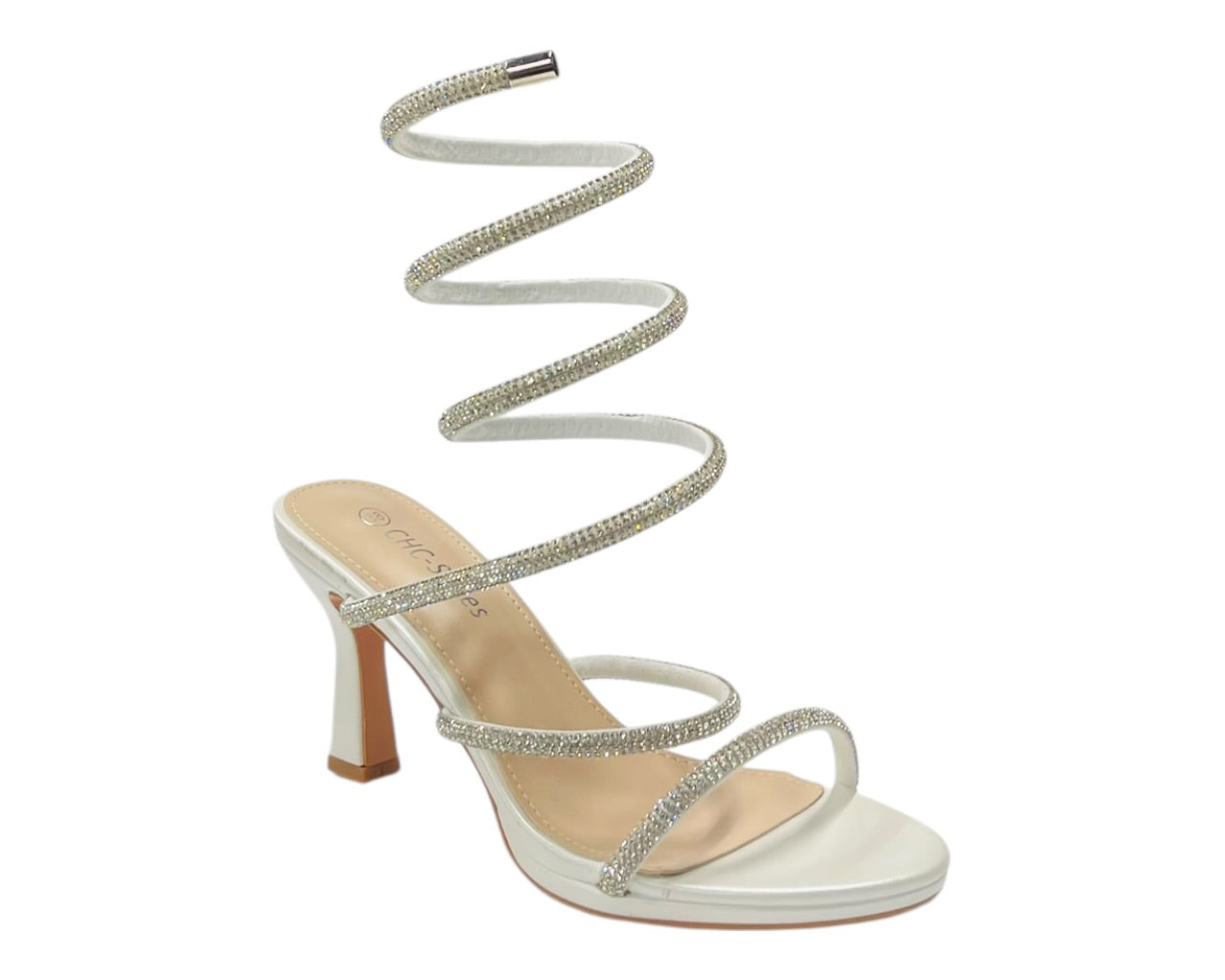Diamante Snake Anklet Round Toe Sandals