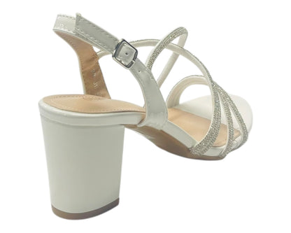Diamante Glitter Ankle Strap Block Heel Shoes