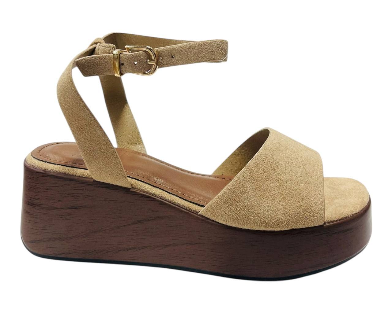 Faux Suede Padded Insole Wedge Sandals