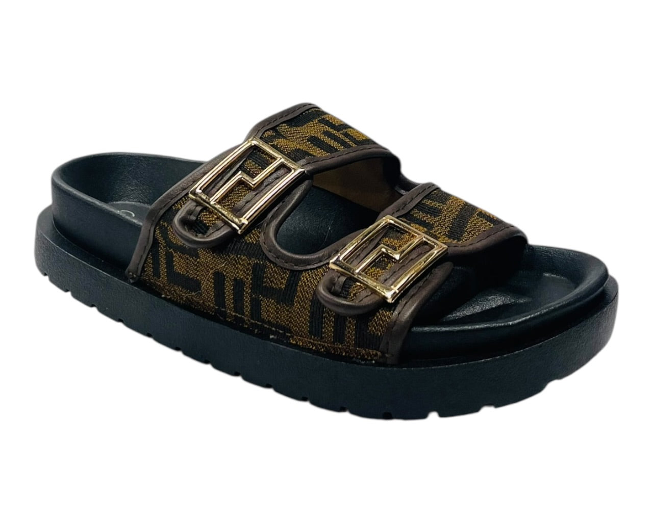 Double Buckle Strap Chunky Sole Slider Sandal