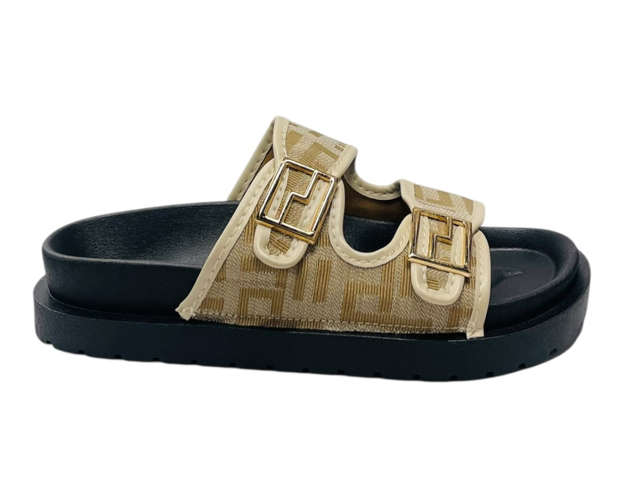 Double Buckle Strap Chunky Sole Slider Sandal