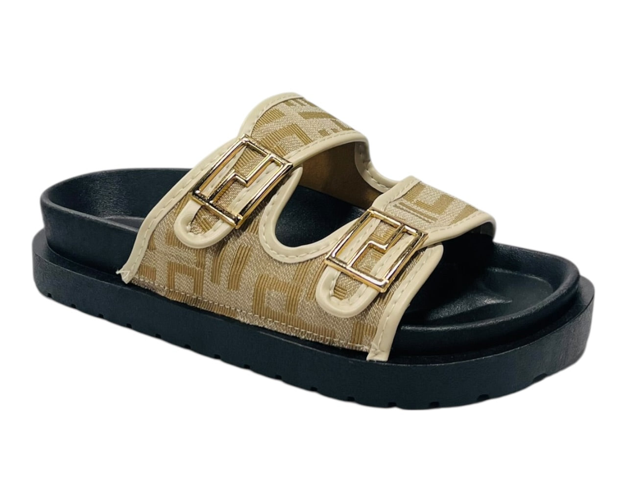 Double Buckle Strap Chunky Sole Slider Sandal