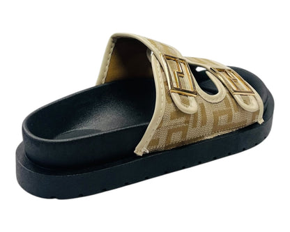 Double Buckle Strap Chunky Sole Slider Sandal