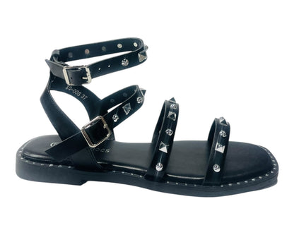 Double Ankle Strap Stud Gladiator Flat Sandals