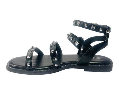 Double Ankle Strap Stud Gladiator Flat Sandals