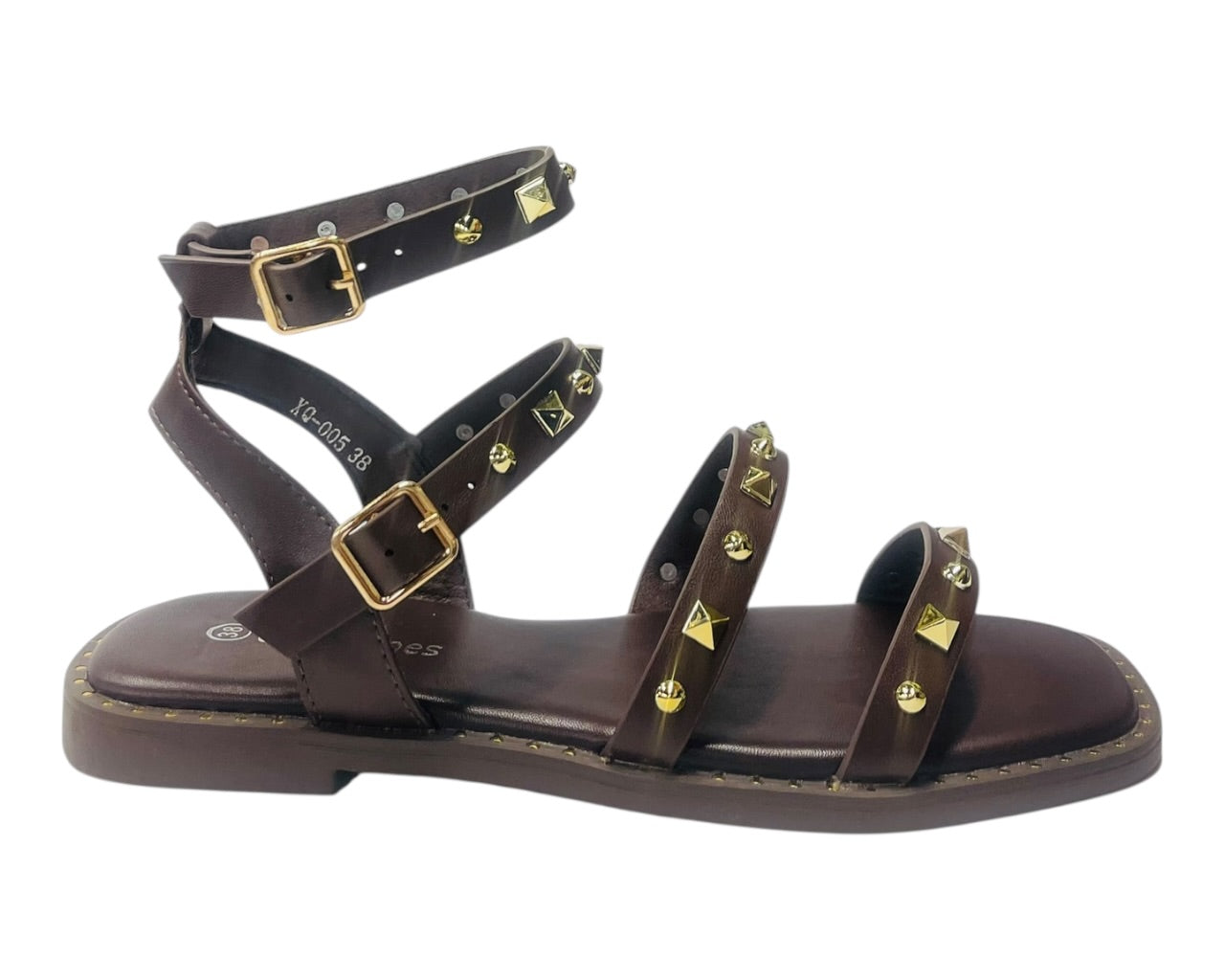 Double Ankle Strap Stud Gladiator Flat Sandals