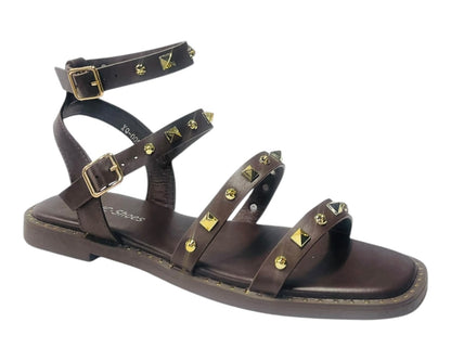 Double Ankle Strap Stud Gladiator Flat Sandals