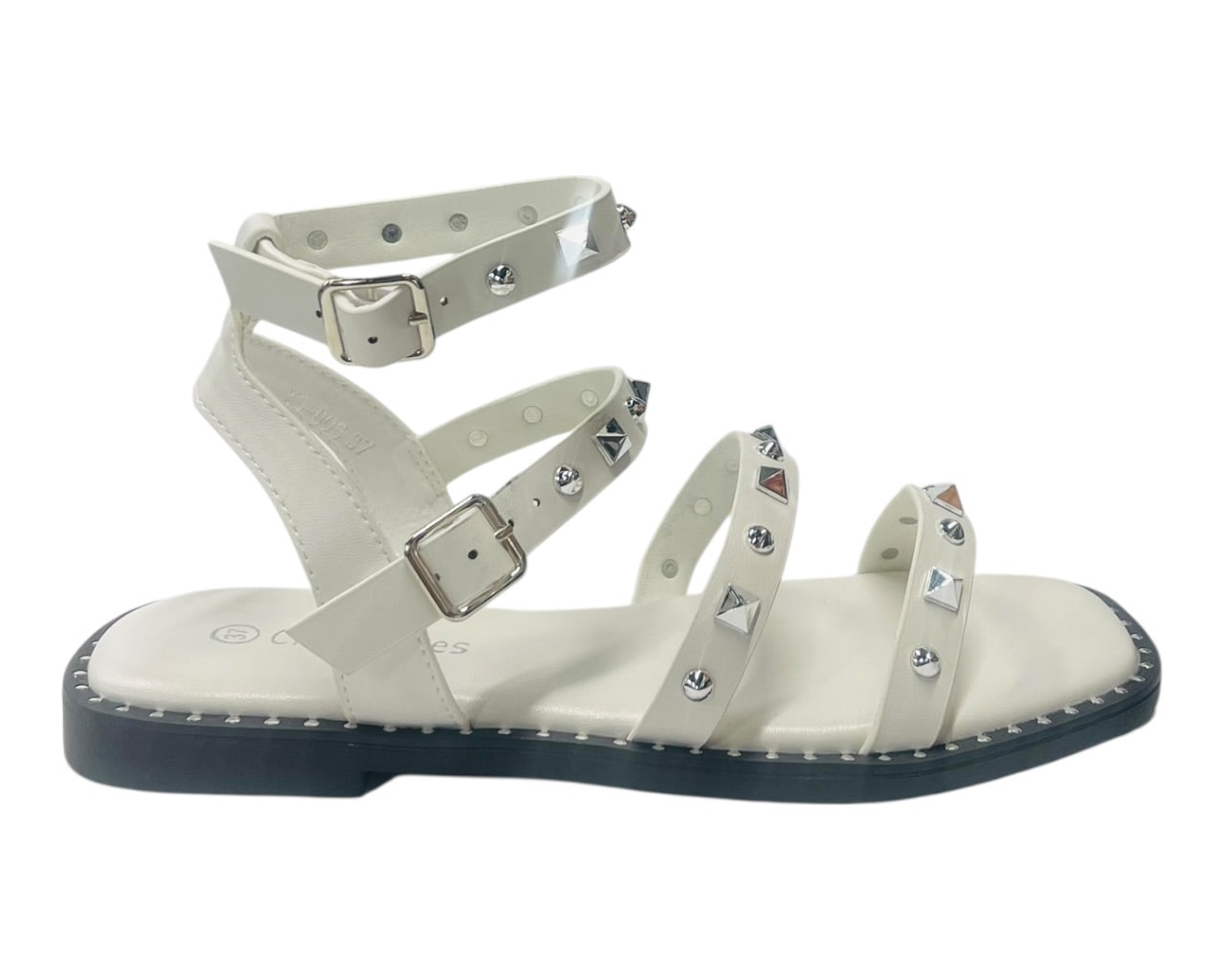 Double Ankle Strap Stud Gladiator Flat Sandals