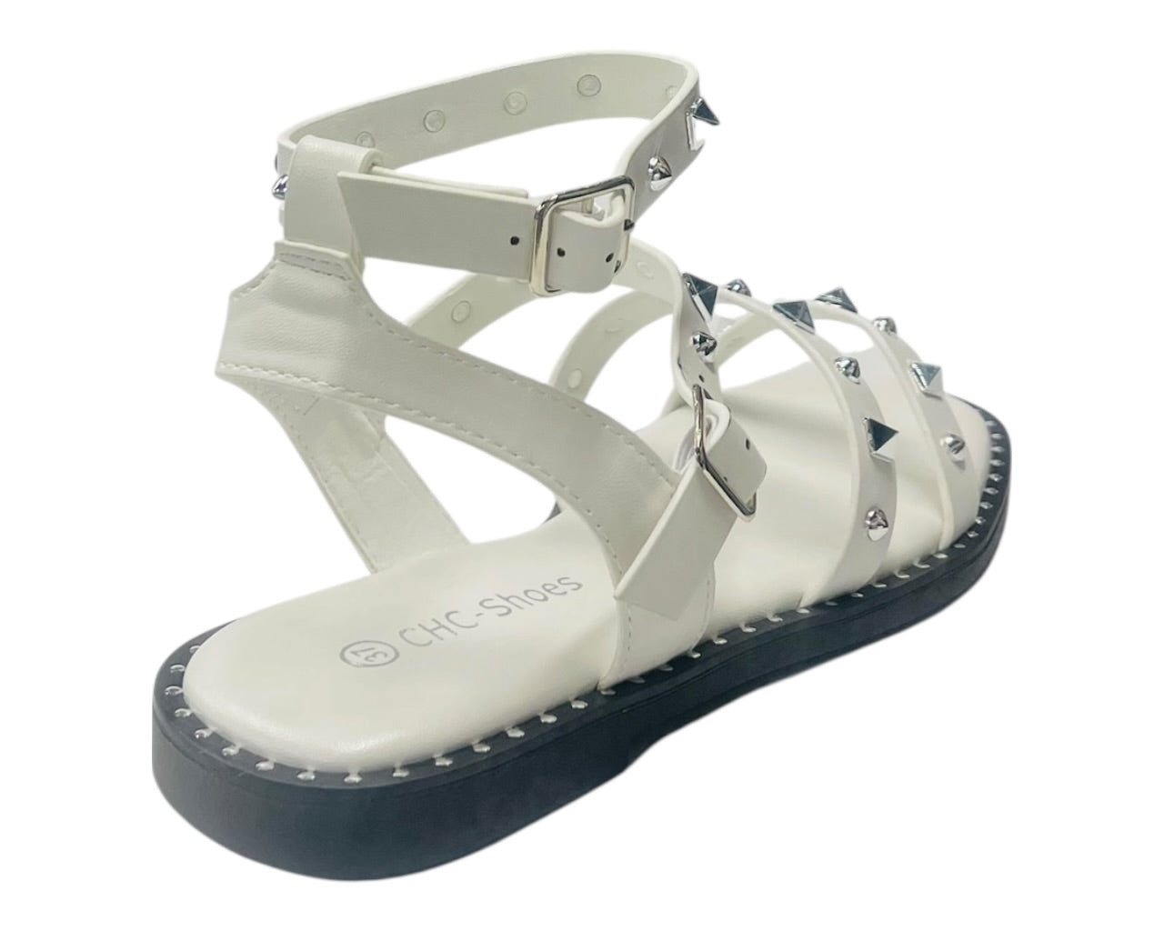 Double Ankle Strap Stud Gladiator Flat Sandals